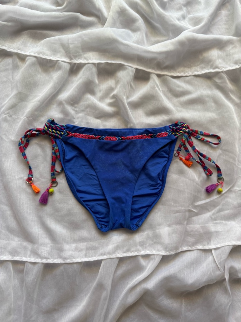 Nanette Lepore Cha Cha Blue Side Tie Hipster Bikini Bottom
